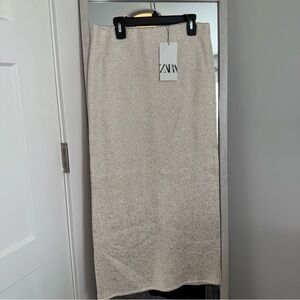 Zara Women's Sparkle Cream Skirt